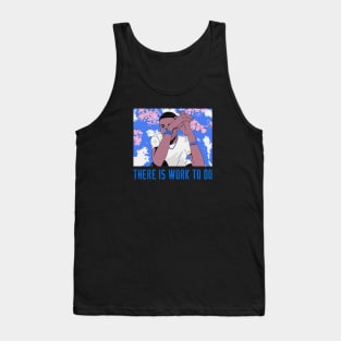 There is Work To Do - Blue Brown Skin Black Boy Joy Afro Man Kwanzaa Comic Design Tank Top